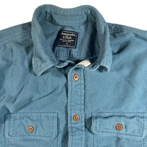 Abercrombie & Fitch Men's Chamois Blue Long Sleeve Button-Up Shirt Size M
